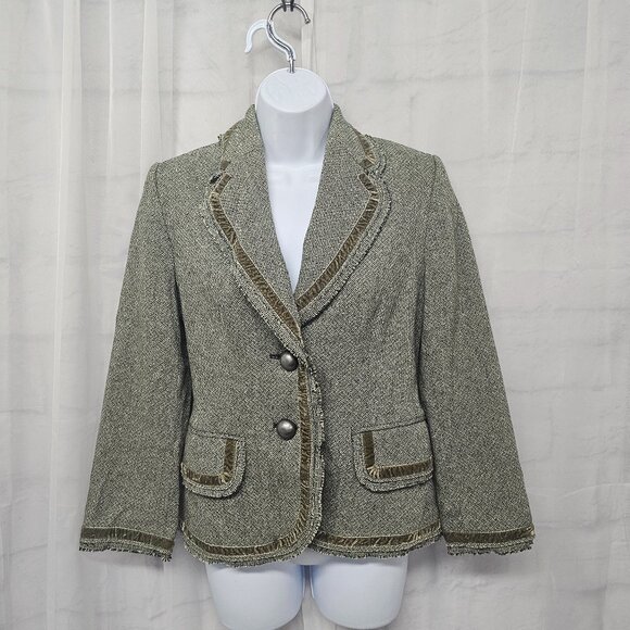 Vintage Banana Republic Blazer Y2K Green Twee Velvet Office Wool 4 - Picture 11 of 11